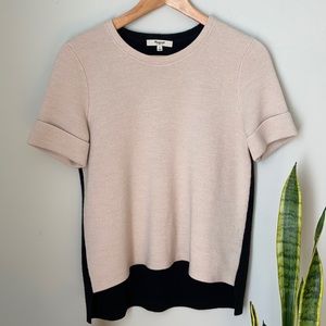 Madewell Boxy Sweater Tee Pink and Black S